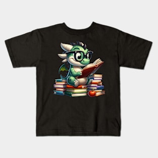 Dragon Reading Book Kids T-Shirt